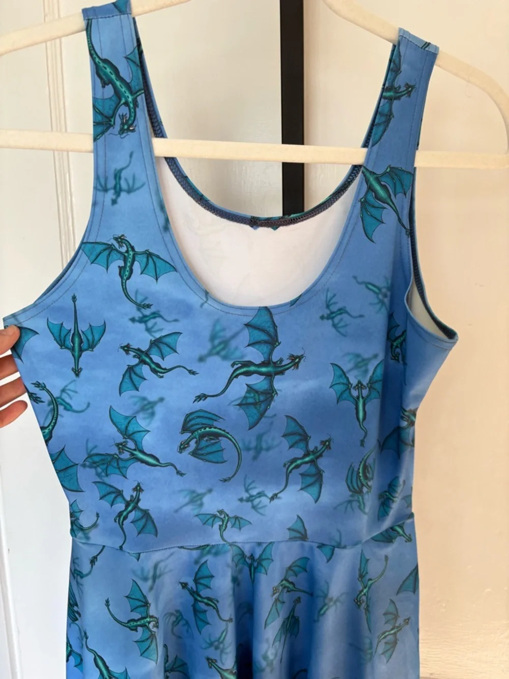 RARE | BlackMilk | Blue Ice Dragon Print  Skater Dress | Pockets | Medium - Picture 8 of 11